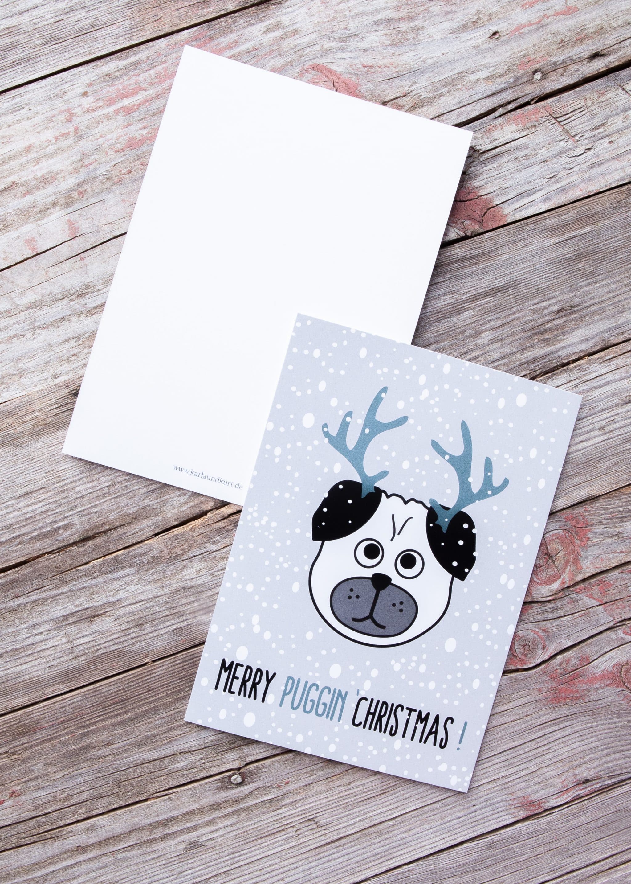 Postkarte - Puggin Christmas