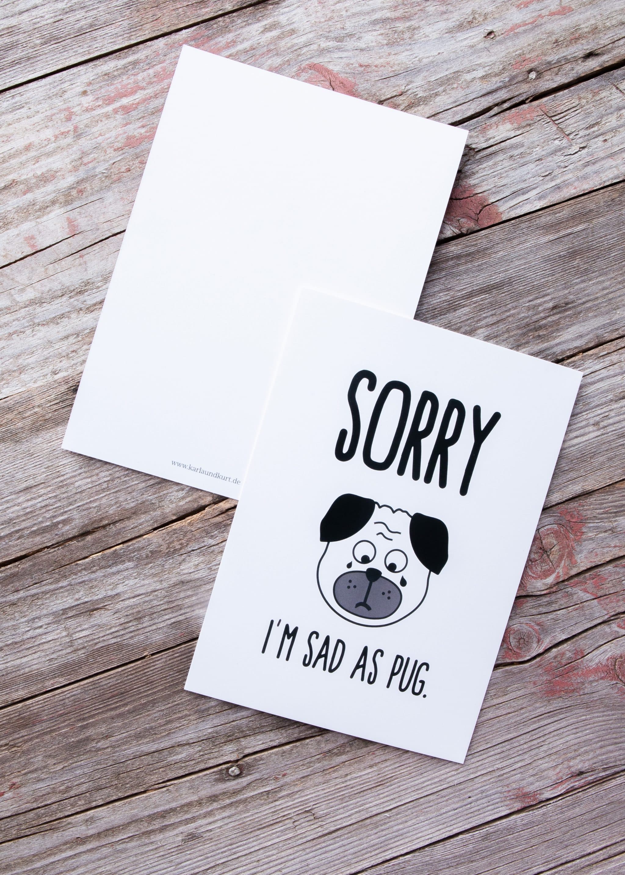 Postkarte - Sad as pug