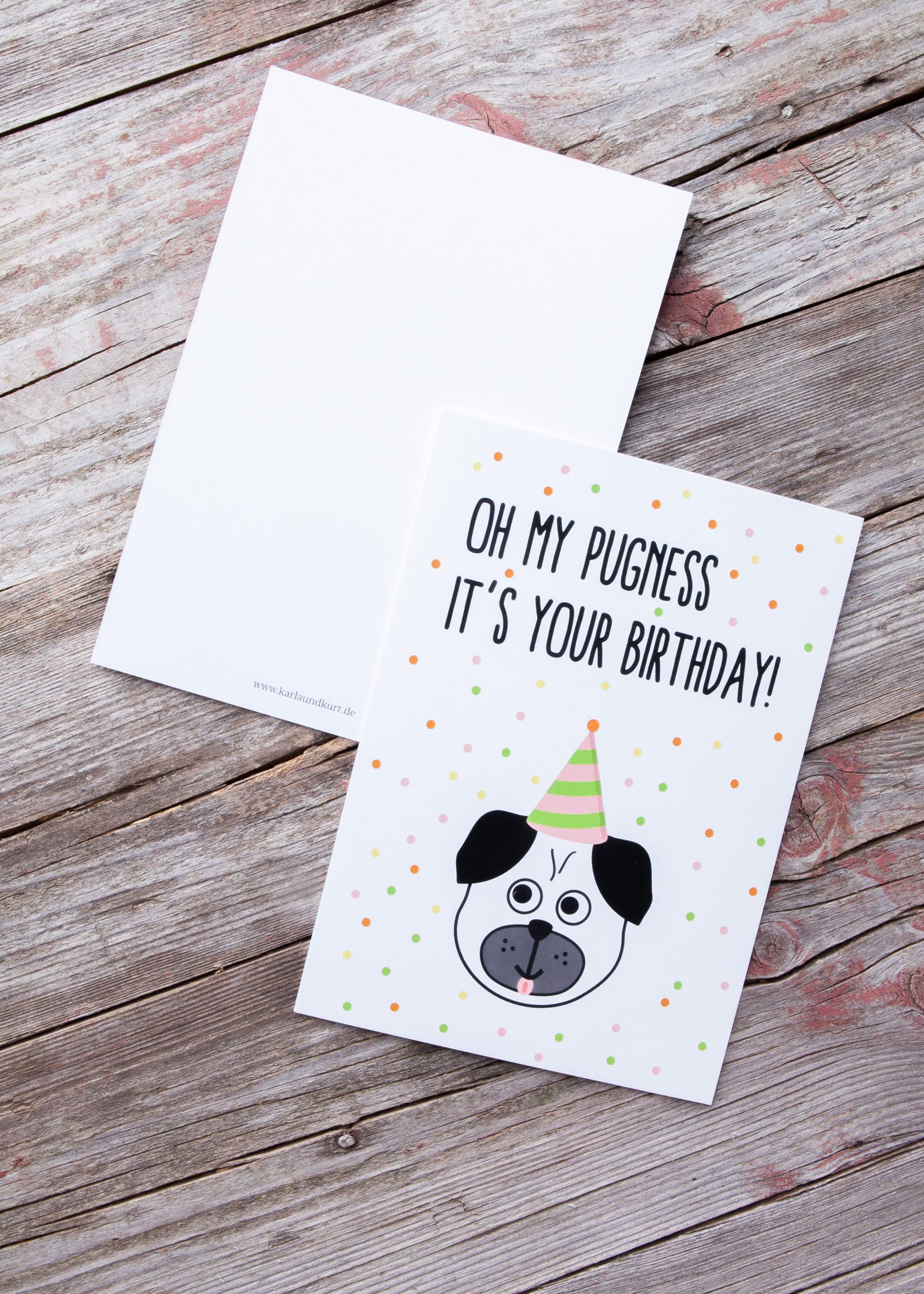 Postkarte - Pugness Birthday