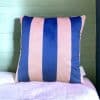Kissenbezug Stripe Velvet Blau - Rosa